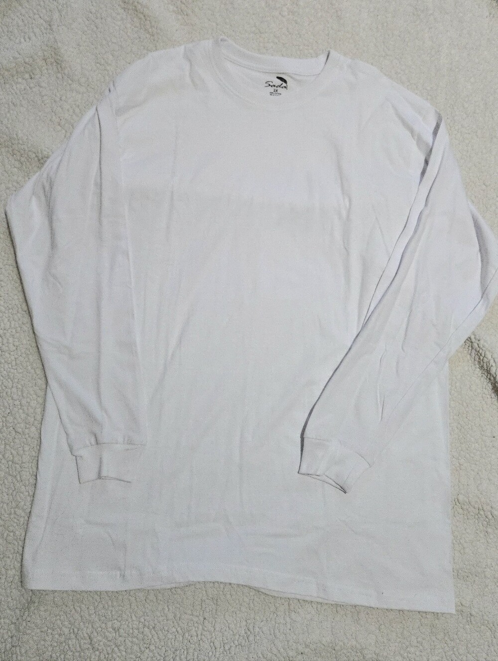 Sada Men's White Long Sleeve Crew Premium Cotton Neck Shirt Size 2X